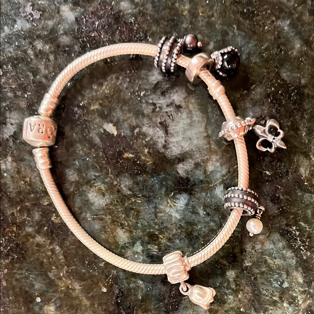 Pandora Silver Charm Bracelet with Five Charms
